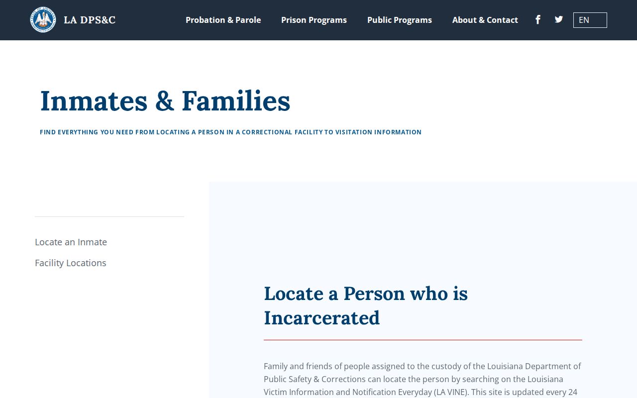 Louisiana DPS and Corrections VINE inmate information for St. Mary Parish